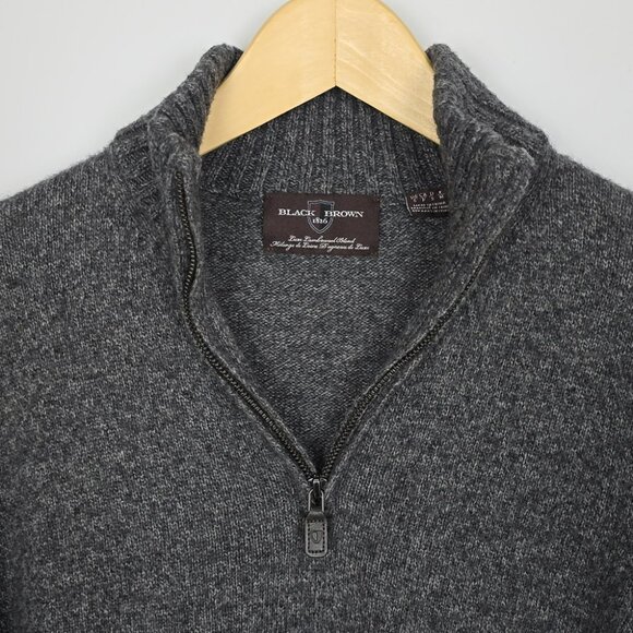 Black Brown 1826 Men's Grey Lambswool Blend 1/4 Zip Pullover Sweater Size Small - Picture 4 of 14